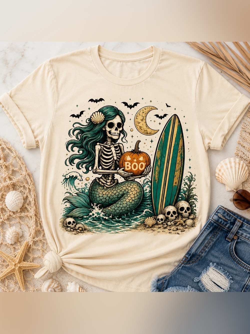 Halloween Mermaid BOO T-Shirt.